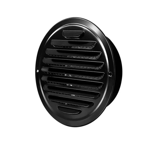 Gril de ventilație din inox 130 mm cu capac rotund 125x190x55 mm, capac pentru orificiul de ventilație, dop pentru sistemul de ventilație pentru pereți exteriori, protecție împotriva dăunătorilor