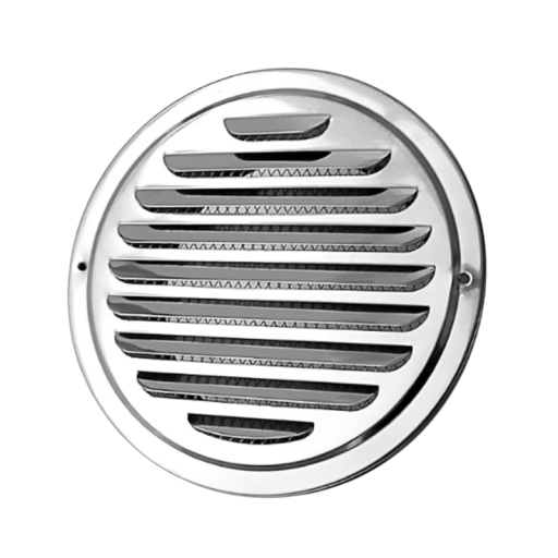 Grille de ventilation ronde 180 mm 178x230x63 mm Acier inoxydable 201 Protection contre les insectes Utilisation intérieure et extérieure Évacuation