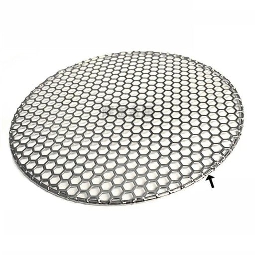 Grillező rács kerek 37 cm Rozsdamentes acél Vastagság 2 mm Drót 5 mm BBQ rács hús, zöldség, hal grillezéséhez Rács grillezőhöz, tűzrakóhoz, kerthez