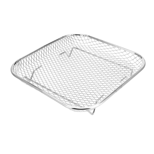 Grillkosár 20,9 x 20,6 x 4 cm Rozsdamentes acél Négyzetes BBQ kosár zöldség, hús és hal grillezéséhez Hordozható grillező kiegészítő
