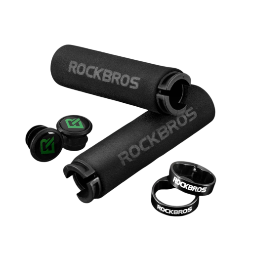 Gripes de bicicleta 13 x 2,2 cm MTB em silicone com absorção de impactos, ranhuras antiderrapantes, punhos macios, anel de segurança, plug de PVC e guiador em alumínio