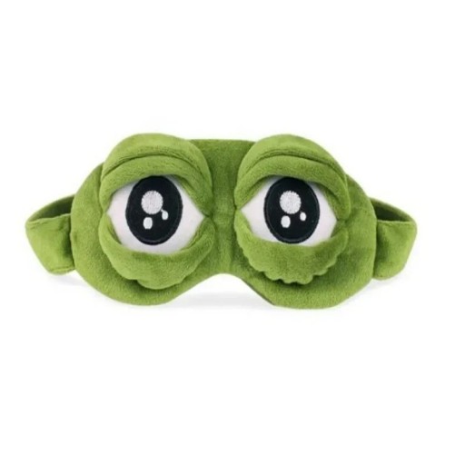 Groen slaapmasker met kikkerogen, pluchen oogmasker voor kinderen en volwassenen