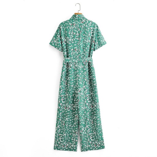 Grøn dameskjortejumpsuit
