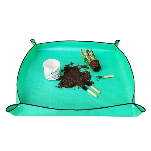 Grøn vandtæt blomsterplantningsmåtte 100 x 100 cm havearbejdsmåtte PE-materiale foldbar overfladebeskyttelse ved plantning