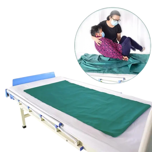 Grøn vaskbar pude til immobiliserede patienter glidende pude til vending størrelse 95 x 75 cm nylon med glidende overflade til flytning på seng