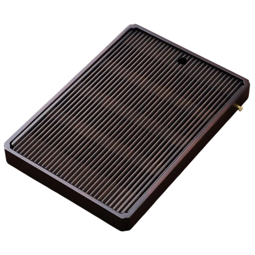 Grootformaat bamboe theepresentatieblad 40 x 28,5 cm donkerbruin gongfu blad met waterrooster voor rituele theebereiding en -presentatie