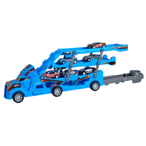 Großer Kinder-Lkw Kunststoff-Transporter mit 6 Mini-Autos Faltbarer Transporter Spielzeug für Jungen und Mädchen