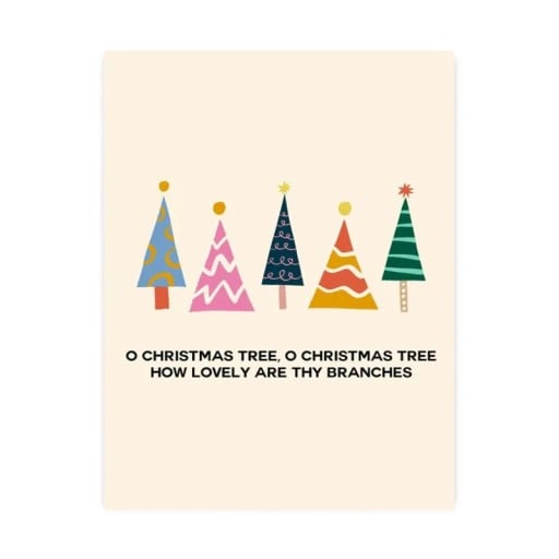 Grote decoratieve wandposter kerstbomen 50 x 75 cm print op canvas meerkleurige zachte poster voor interieur zonder lijst
