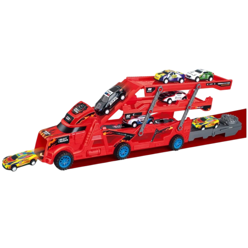 Grote kinder vrachtwagen Plastic transporter met 6 mini autootjes Vouwbare transporter Speelgoed voor jongens en meisjes