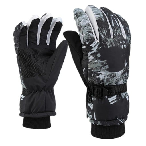 Guantes de esquí para hombre con patrón en blanco y negro, táctiles, tamaño universal, guantes deportivos acolchados, poliéster, guantes cálidos