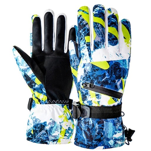 Guantes de invierno cálidos Guantes de esquí con cuero PU Guantes de nieve para hombres y mujeres Guantes de esquí y snowboard Guantes de esquí con soporte de pantalla táctil