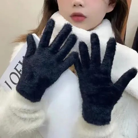 Guantes de invierno de terciopelo para mujer Guantes suaves de terciopelo Talla universal Guantes cálidos y acogedores para el invierno Uso elegante y cómodo