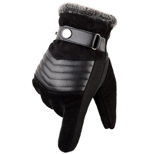 Guantes de invierno para hombre con función de pantalla táctil Guantes de invierno cálidos con pelo y correa de ajuste