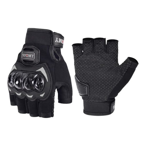 Guantes de motocicleta a prueba de impactos sin dedos con protección de nudillos y palma antideslizante para conducir en moto y bicicleta