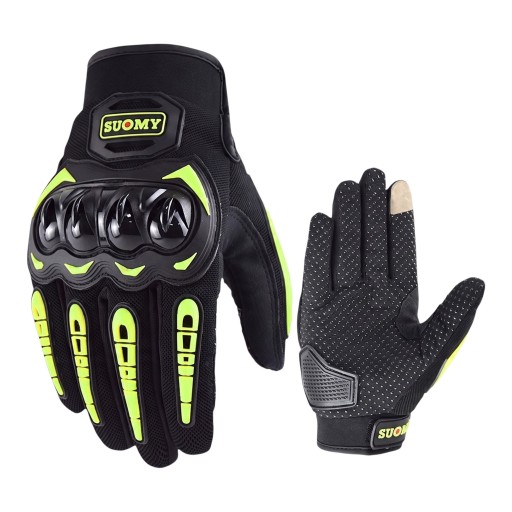 Guantes de motocicleta transpirables y táctiles de dedo completo con protector de nudillos y palma antideslizante de poliéster y algodón