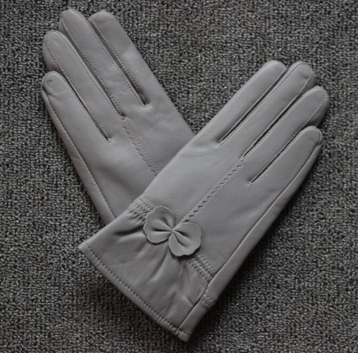 Guantes de piel para mujer con lazo