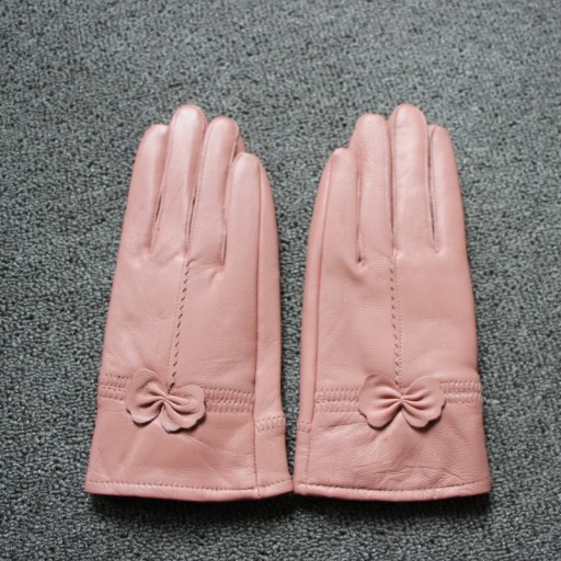 Guantes de piel para mujer con lazo