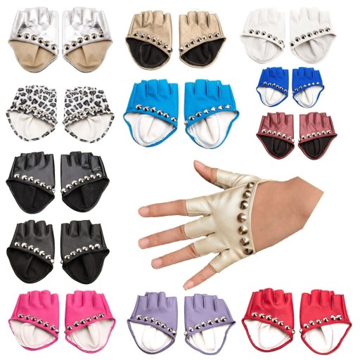 Guantes sin dedos para mujer con tachuelas