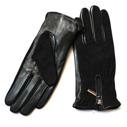 Guanti da donna in pelle con zip