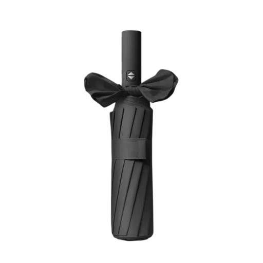 Guarda-chuva preto elegante 105 cm resistente ao vento Guarda-chuva impermeável com proteção UV UPF50+ 48 varas de fibra de vidro Peça de design com quilha de dupla camada