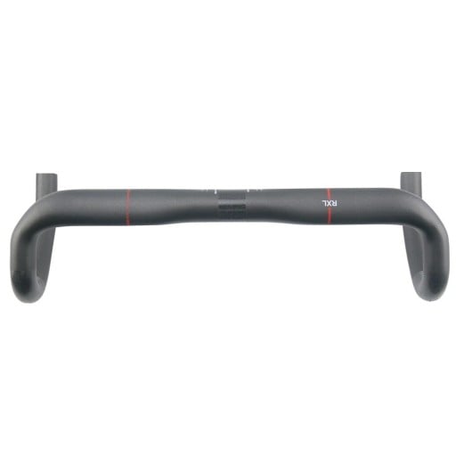 Guiador de estrada em carbono com arco compacto 420 mm superior 400 mm inferior carbono preto com risca vermelha para bicicleta de estrada