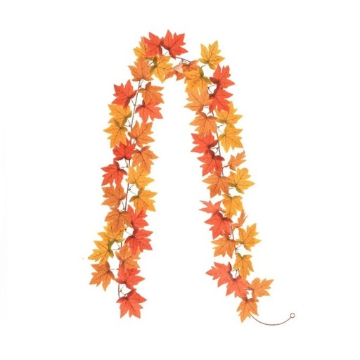 Guirlande automnale artificielle 2 m Feuilles d'érable pour Halloween, Décorations de mariage et d'automne Décorations artificielles pour table