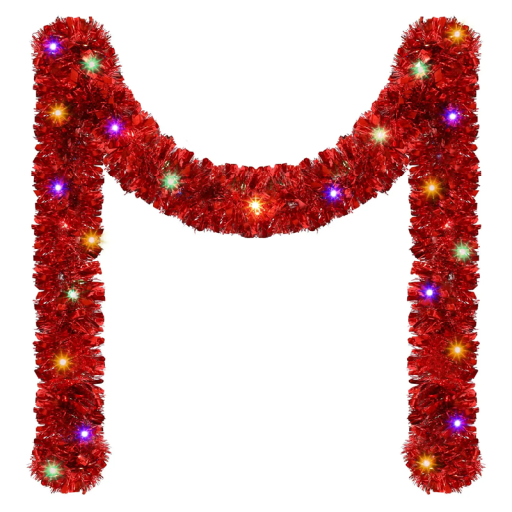 Guirlande LED de Noël 5 m Décoration lumineuse brillante fonctionnant sur 3 piles AA Chaîne lumineuse de Noël pour sapin intérieur et extérieur