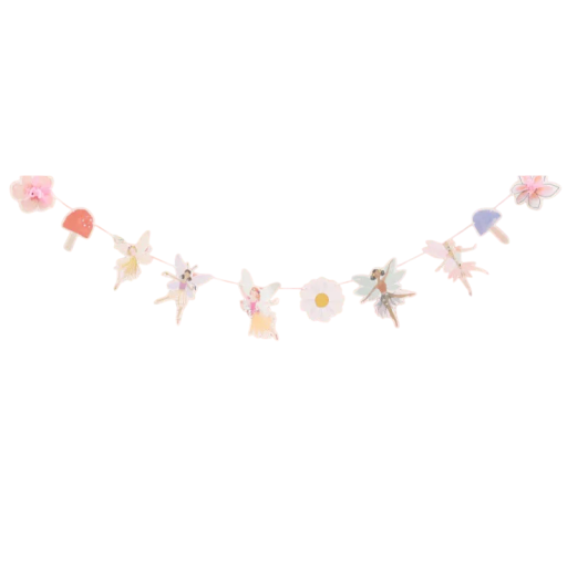 Guirnalda decorativa de papel Hadas y flores Guirnalda de fiesta colgante para celebración infantil Decoración de cumpleaños para pared