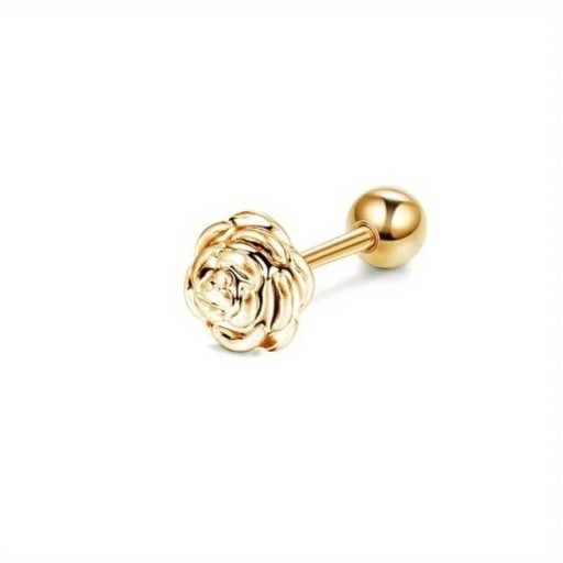 Guldfarvet piercing rose 6,5 mm i kirurgisk rustfrit stål Elegant kropspynt med delikat blomstermotiv