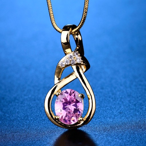 Guldpläterat damhalsband med zirkon J3066