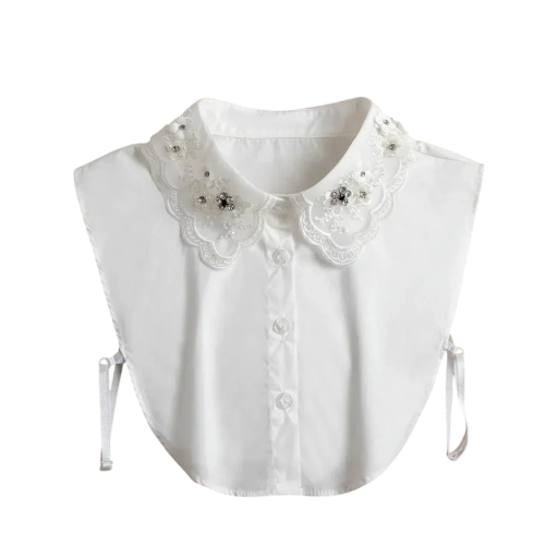 Guler fals pentru femei cu flori cusute Guler elegant detasabil Guler decorativ pentru rochie bluză pulover Accesoriu de modă