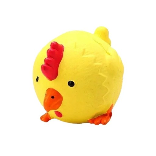 Gummispielzeug für Hunde in Form eines Huhns Durchmesser 9 cm quitschende widerstandsfähige Kugel zum Kauen, Apportieren und interaktiven Spielen