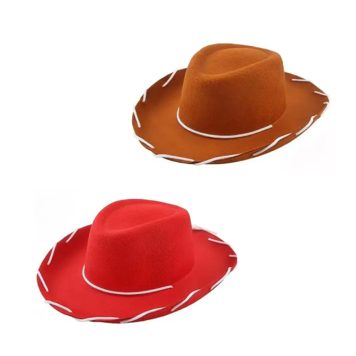 Gyerek cowboy kalap 32 x 27 x 12 cm Nagy karima Poliészter szálak Jelmez kiegészítő Cowboy stílus dekoratív zsinórral