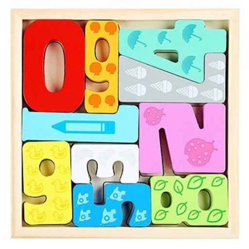 Gyerek fabetétes puzzle számok
