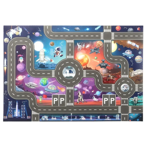 Gyerek játszószőnyeg 83x57 cm puha szőnyeg városi motívummal úti parkoló mászóhab szőnyeg 0,5-1 cm