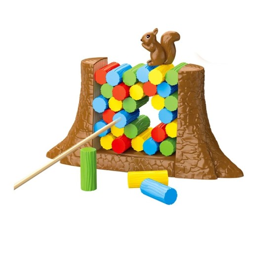 Gyermek balanctábla játék "Mentsd meg a mókust a toronyból" - szórakoztató puzzle gyerekeknek, a játékelemek mérete 15 x 15 cm, 2 játékos számára