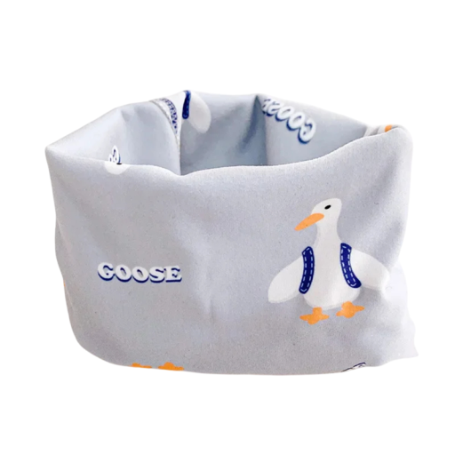 Gyermek körsál 30 x 22 cm Pamut fejre húzható Szürke kacsás mintával Puha kényelmes kiegészítő fiúknak és lányoknak Meleg rugalmas sál mindennapi viselethez