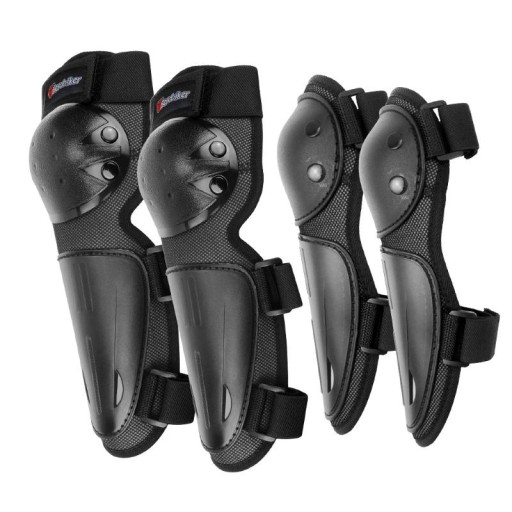 Gyermek motoros védőfelszerelés készlet könyökvédők kb. 27 cm térdvédők kb. 32 cm ergonomikus motorozáshoz