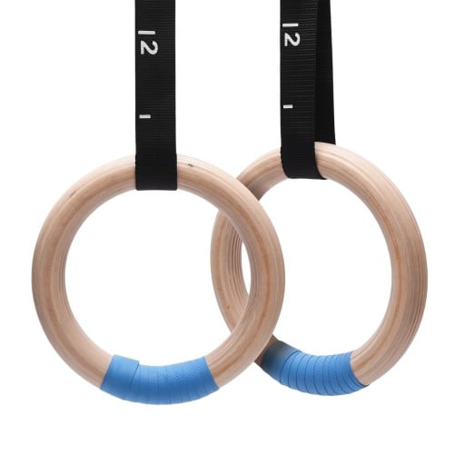 Gymnastikringe 28 mm par med remme 5,1 m og nummererede mærker til højdeindstilling til calisthenics, crossfit og styrketræning med egen vægt