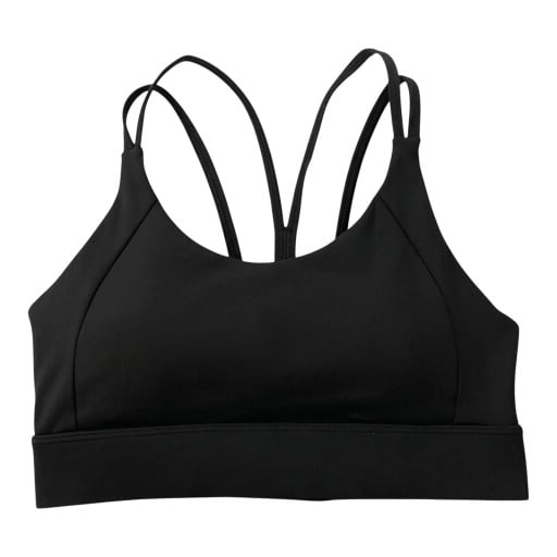 Γυναικεία αθλητική σουτιέν με διπλά λεπτά λουράκια που διασταυρώνονται στην πλάτη με ενισχύσεις και κούμπωμα με γάντζους