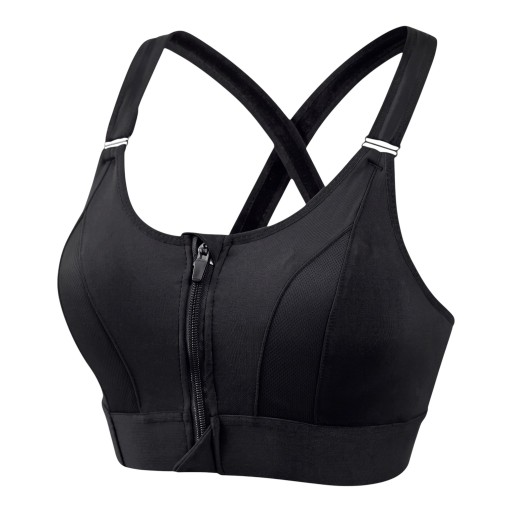 Γυναικεία αθλητική σουτιέν με φερμουάρ μπροστά και διασταυρωμένα τιράντες στην πλάτη με ρυθμιζόμενη ζώνη για τρέξιμο, γυμναστική και γιόγκα