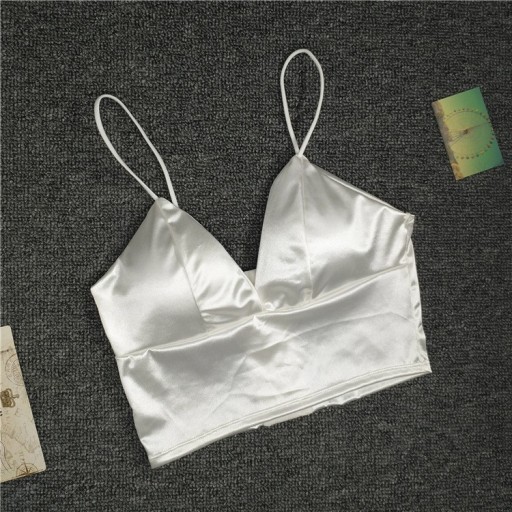 Γυναικεία bralette σουτιέν με V ντεκολτέ και λεπτές τιράντες Λαμπερή επιφάνεια Φαρδύ κάτω λάστιχο Κούμπωμα με γάντζους Spandex Καθολικό μέγεθος