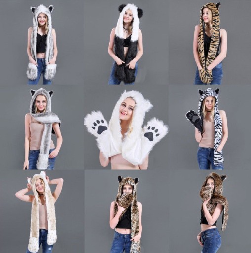 Γυναικεία χνουδωτή καπέλο Animal