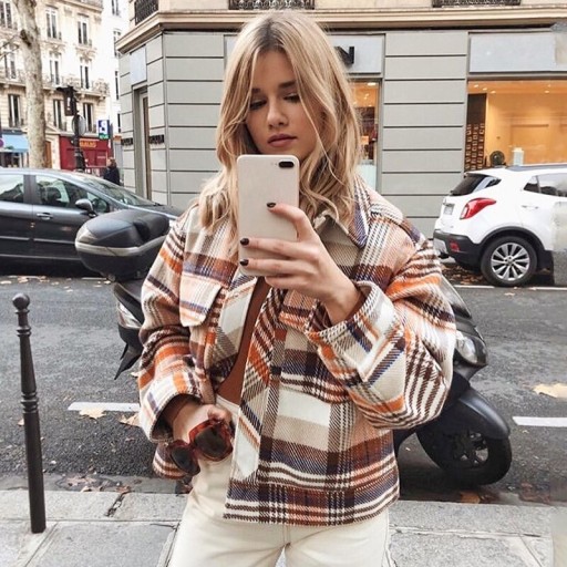 Γυναικεία μεταβατική μπλούζα καρό A1843