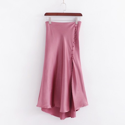 Γυναικεία σατέν φούστα με ψηλό σκίσιμο