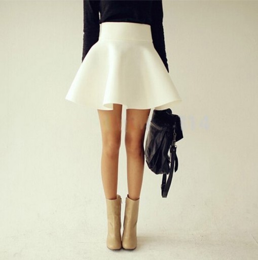 Γυναικεία σέξι φούστα με ψηλή μέση - Λευκή