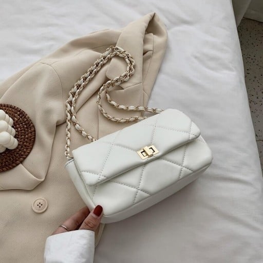 Γυναικεία τσάντα crossbody με διαμαντένια ραφή Καπάκι με περιστρεφόμενο κλείσιμο Αλυσίδα πλεγμένη με λουρί PU δέρμα και πολυεστέρα 21 x 6 x