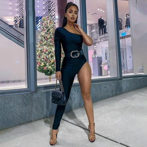 Γυναικείο ασύμμετρο ολόσωμο φόρεμα B857