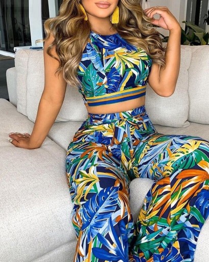 Γυναικείο crop top και παντελόνι B1083