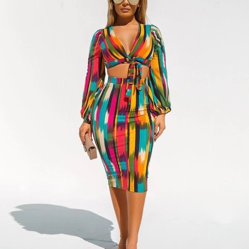 Γυναικείο crop top και φούστα B1081